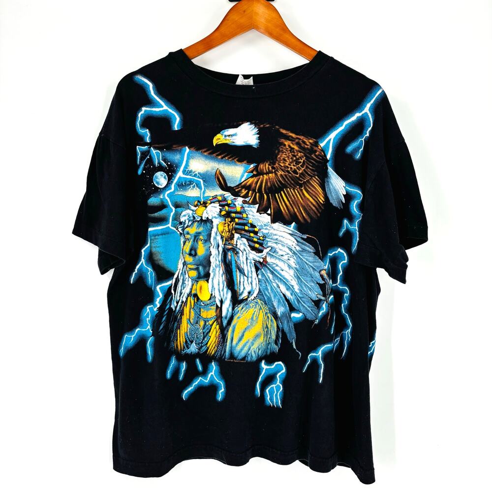 Vintage American Thunder Eagle AOP Size XL Single Stitch Lightning 90’s